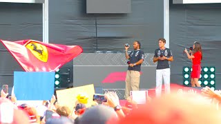 Lewis Hamilton first greeting to Ferraris Tifosi at Monza 🇮🇹 quotCi vediamo il prossimo annoquot [upl. by Lleral]