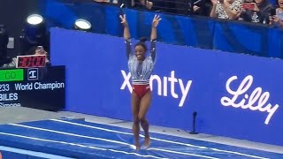 Simone Biles gets standing ovation after HUGE Yurchenko double pike on vault  Olympic Trials 2024 [upl. by Nnylidnarb]