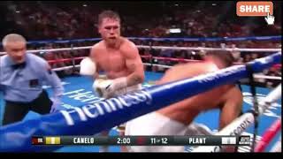 Canelo Saul Alvarez KO Caleb Plant in Super Slow Motion  11th Round Knockout TKO [upl. by Bendix]