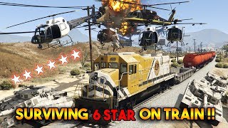 GTA 5 ONLINE  TRYING TO SURVIVE 6 STAR WANTED LEVEL JUST ON TRAIN [upl. by Learsiy731]