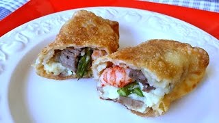 SURF N TURF EGG ROLLS  Garlic Mashed Potatoes Asparagus Steak and Langoustine Egg Rolls Recipe [upl. by Procto]