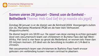 Dienst van uit de Dorpskerk Barendrecht  21 januari 2024 [upl. by Netsirt]