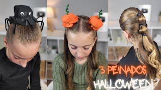 3 Peinados divertidos para Halloween🎃🕷 3 Fun and easy Halloween hairstyles tutorial [upl. by Ebaj]