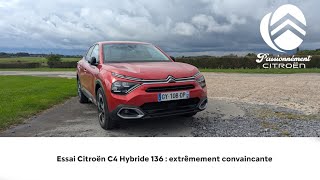 Essai complet Citroën C4 hybride 136  extrêmement convaincante [upl. by Ttennaj]