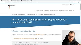 Zubau Solaranlagen anhand der Ausschreibung vom 1 März 2023 [upl. by Loriner32]