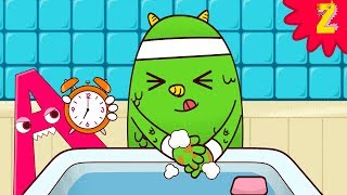 Wash Wash Wash your hands song with a monster l Nursery Rhymes for kids l ZooZooSong [upl. by Aisel]