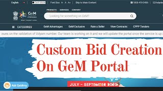 Custom BID on GeM Portal I Custom BID Creation on GeM [upl. by Alemrac]