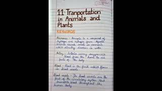 Class 7 science Ch11 noteskeywords Transportation in Animals and Plants shorts [upl. by Corvese654]