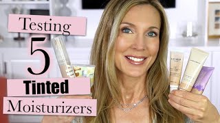 Testing 5 Tinted Moisturizers on Mature Skin Laura Mercier Milk Tarte Clinique Honest Beauty [upl. by Marris653]