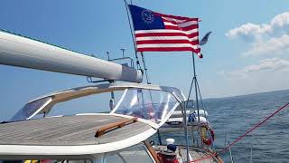 Tenacious Hallberg Rassy 53 spinnaker sailing Raritan Bay [upl. by Norvell]