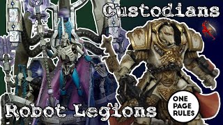 Grimdark Future Battle Report Robot Legions v Custodians [upl. by Sorce]