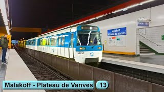 Malakoff  Plateau de Vanves  Line 13  Paris métro  RATP MF77 [upl. by Anekam]