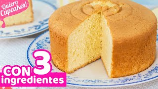 BIZCOCHO EXTRA ESPONJOSO CON 3 INGREDIENTES  RECETA FÁCIL  Quiero Cupcakes [upl. by Wrench]