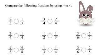 Worksheet on Comparing Fractions for Class 4567  Greater than and Lesser than of Fractions [upl. by Crescentia352]