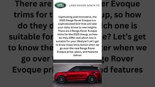 2025 Range Rover Evoque Trim Levels amp Prices  Land Rover Santa Fe shorts [upl. by Worsham]