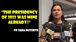 “THE PRESIDENCY OF 2022 WAS MINE ALREADY” VP SARA “WAG NILA KO I GASLIGHT NA AKO DAHILAN NG GULO” [upl. by Pooi]