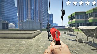 GTA 5  Trevors FIRST PERSON FIVE STAR COP BATTLE AT DAILY GLOBE GTA V Funny Moments [upl. by Tranquada795]