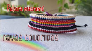 🪢Pulsera macramé nudos barril  rayas coloridas🌈  Tejido fácil macramé  Diy Cute [upl. by Sergei]