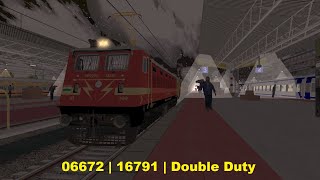 DOUBLE DUTY  06672 MEJTN Passenger  16791 Palaruvi Exp Pt 4 OpenRailsMSTS [upl. by Ayihsa]