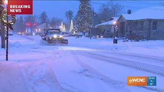 Winter storm dumps heavy snow in NC mountains up to 1quot possible in Charlotte [upl. by Ahsitel]