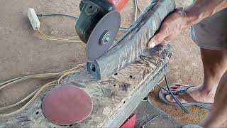 This man forged a rotary blade into a sharp machete with a handle and buffalo horn frame metal [upl. by Louise]