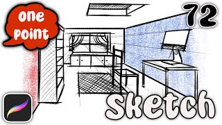 How Do I sketch a Room with One Point Perspective ✏️ [upl. by Abie410]