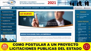 COMO POSTULAR A UN PROYECTO DE LICITACIÓN FACIL Y RAPIDO PARA EMPRESAS SEACE  OSCE  PERU 2021 [upl. by Rodavlas]