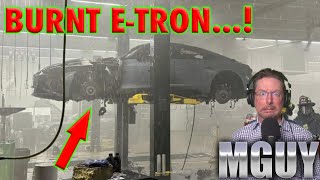 Audi ETron GT catches fire ON HOIST MGUY EV News 18 September 2024  MGUY Australia [upl. by Valencia]