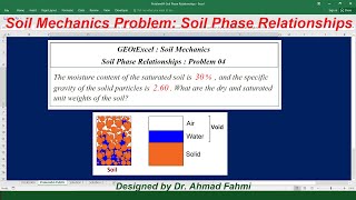 Soil Phases Relationships Problem 03 Excel Spreadsheet GEOtExcel soilmechanics [upl. by Inwat]