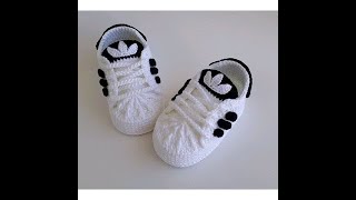 ADIDAS TEJIDOS A CROCHET PARA BEBE  PASO A PASO 0 A 3 MESES [upl. by Eecyaj]