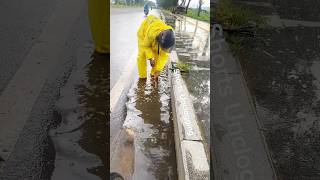 Clearing a trash rack drain blockage shortvideo drainunblocking shorts drain viral video [upl. by Cirone]