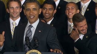 Obama jokes with David Beckham about Underwear Ads [upl. by Aym]