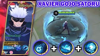 XAVIER GOJO SATORU SKIN Levimlbb Review Skin MLBB X JUJUTSU KAISEN  Xavier Gameplay  MLBB [upl. by Eirot22]