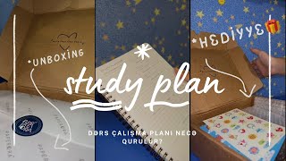 STUDY PLAN  DƏRS PLANI  UNBOXİNG  HƏDİYYƏ  Dərs çalışma proqramı necə qurulur [upl. by Dnalrag]