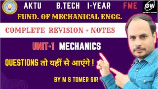 UNIT1 I FME I MOST IMPORTANT QUESTIONS I FUNDAMENTALS OF MECHANICAL ENGG I GATEWAY CLASSES I AKTU [upl. by Calen367]