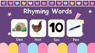 Learning rhyming words of different families like Ed eg en et Kindergartenreadingcorner [upl. by Lenee]