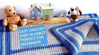 EASY CROCHET BABY BLANKET FOR BEGINNERS [upl. by Kcirrej]