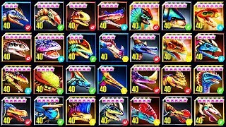 🐉 ALL MAX LEVEL 40 HYBRID DINOSAURS JURASSIC WORLD [upl. by Warrick385]