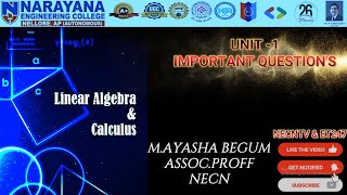 Maths  Linear Algebra amp Calculus  M1 JNTUA  R23  Syllabus  Matrices Topic by M Ayasha Begum [upl. by Charlotte]