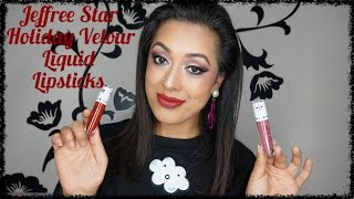 NEW Jeffree Star Holiday Velour Liquid Lipsticks Androgyny amp Hoe Hoe Hoe swatches review [upl. by Bohi]