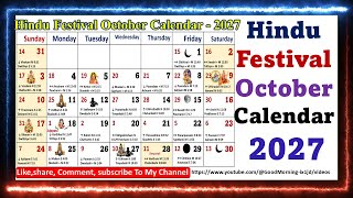 Hindu Festival October Calendar  2027 octobercalender2027 [upl. by Rather]