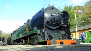 34028 Eddystone at the NYMR steam gala on the 26th and 27th September 2024  With RAIN on the 26th [upl. by Oirasor]