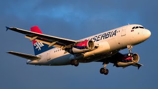 Air Serbia Airbus A319 Landing at Belgrade [upl. by Nagard]