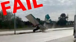 bloopers fail best funny video Ultralight Aviation airplane taking off in road accident [upl. by Milena]