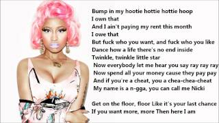 Nicki Minaj  Starships \ Lyrics On A Screen [upl. by Enimisaj]