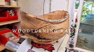 Woodturning  Natural Edge Bowl from Spalted Beech [upl. by Jentoft616]