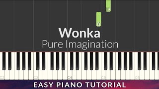 Wonka  Pure Imagination EASY Piano Tutorial  Lyrics [upl. by Enrica]