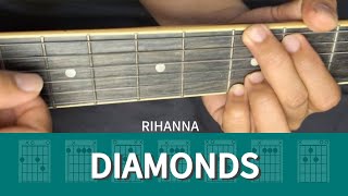 RIHANNA  DIAMONDS  GUITAR TUTORIAL [upl. by Reinnej656]